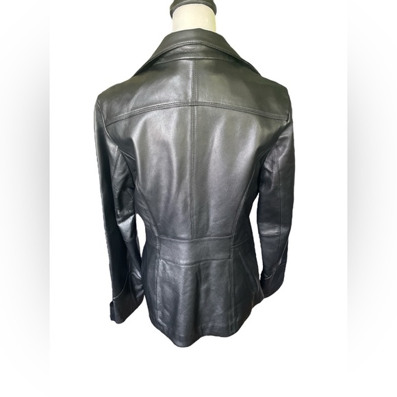 Wilsons Women’s Notched Collar Black Leather Jacket, Moto Jacket, Size Medium - Picture 3 of 7